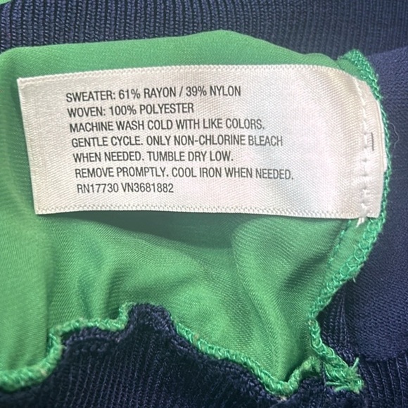 Phillip Lim Women's Small Sweater Color Block Navy Green Round Neck Top - Picture 7 of 9